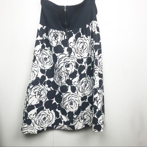 Anthropologie Deletta Strapless Dress Medium Origami Camellia Navy Blue Flora - Picture 5 of 6